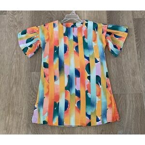 Gymboree Girl’s Size 5 Beautiful Orange & Blue Designed  Lined Dress